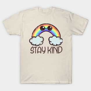 "Stay Kind" with vintage, cute, smiling rainbow T-Shirt